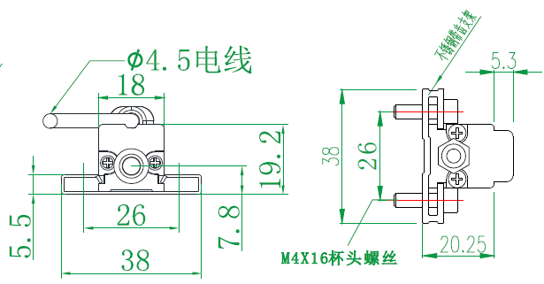 KTR系列外置彈簧自復位式位移傳感器安裝尺寸圖 KTR系列外置彈簧自復位式位移傳感器安裝尺寸圖