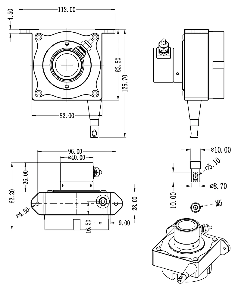 MIRAN米朗科技WEPFS-M系列防水型拉繩位移傳感器安裝尺寸圖 MIRAN米朗科技WEPFS-M系列防水型拉繩位移傳感器安裝尺寸圖