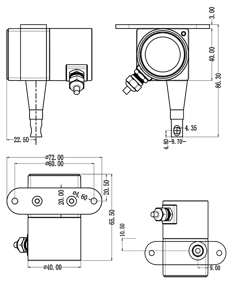 SMFS-XXS防水型拉繩位移傳感器的安裝尺寸: SMFS-XXS防水型拉繩位移傳感器的安裝尺寸: