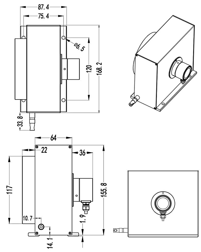 MPSFS-L防水型拉線(xiàn)位移傳感器安裝尺寸 MPSFS-L防水型拉線(xiàn)位移傳感器安裝尺寸