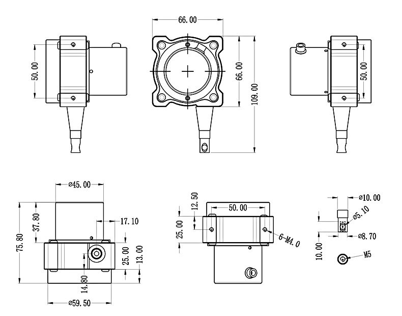 SM-S型拉線位移傳感器安裝尺寸 SM-S型拉線位移傳感器安裝尺寸
