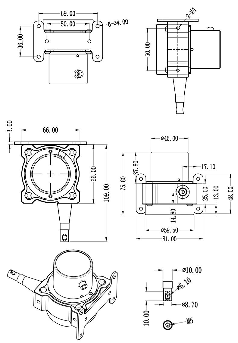 SM-S型拉線位移傳感器安裝尺寸 SM-S型拉線位移傳感器安裝尺寸
