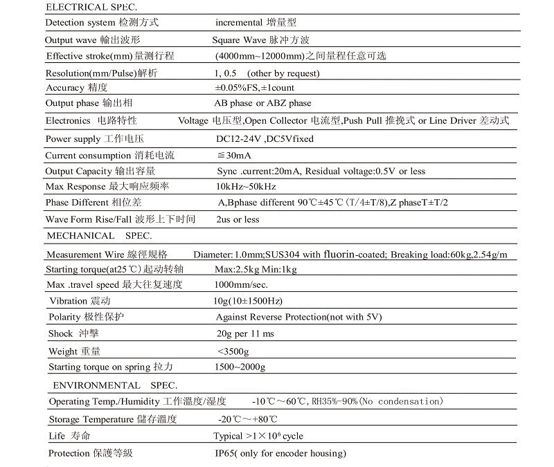 MPS-L系列拉繩位移傳感器技術(shù)參數(shù) MPS-L系列拉繩位移傳感器技術(shù)參數(shù)