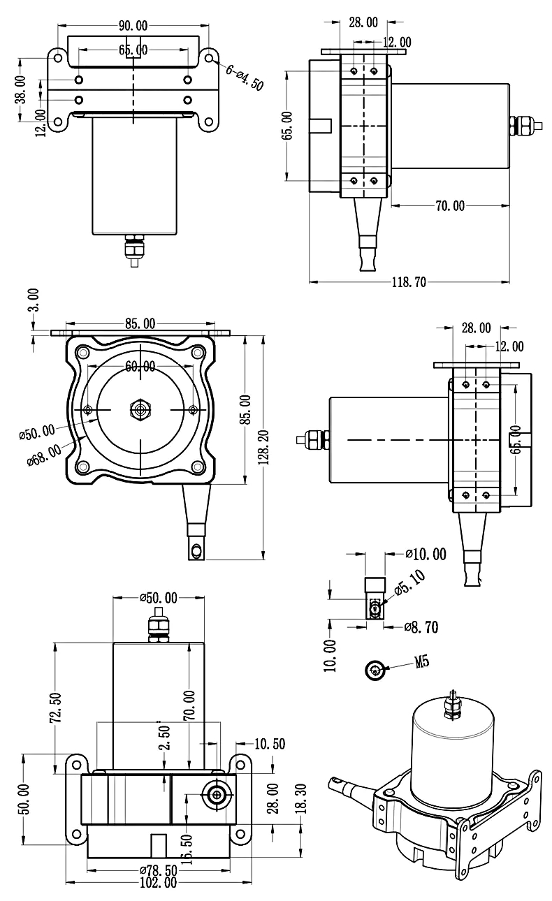 SMFS1-M防水型拉線位移傳感器安裝尺寸 SMFS1-M防水型拉線位移傳感器安裝尺寸